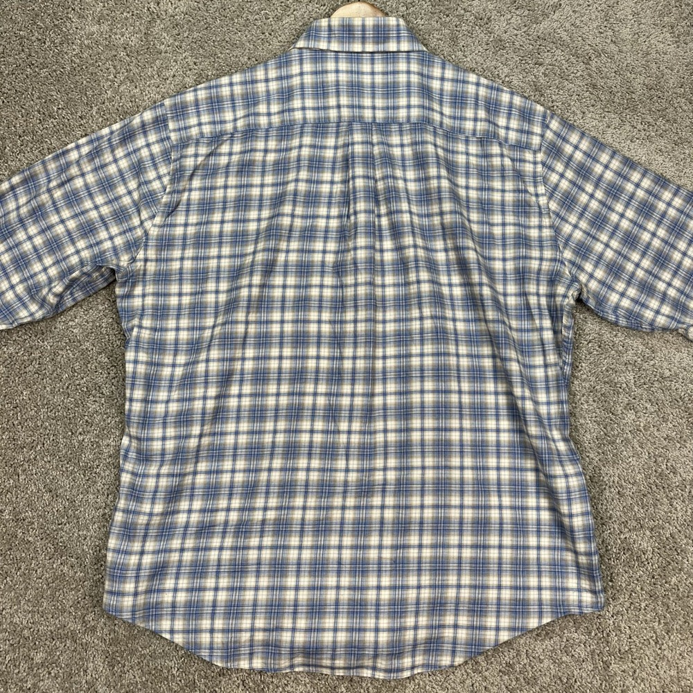 Peter Millar Shirt Mens XL Blue Cream Long Sleeve Plaid Button Down Classic EUC - Picture 6 of 9